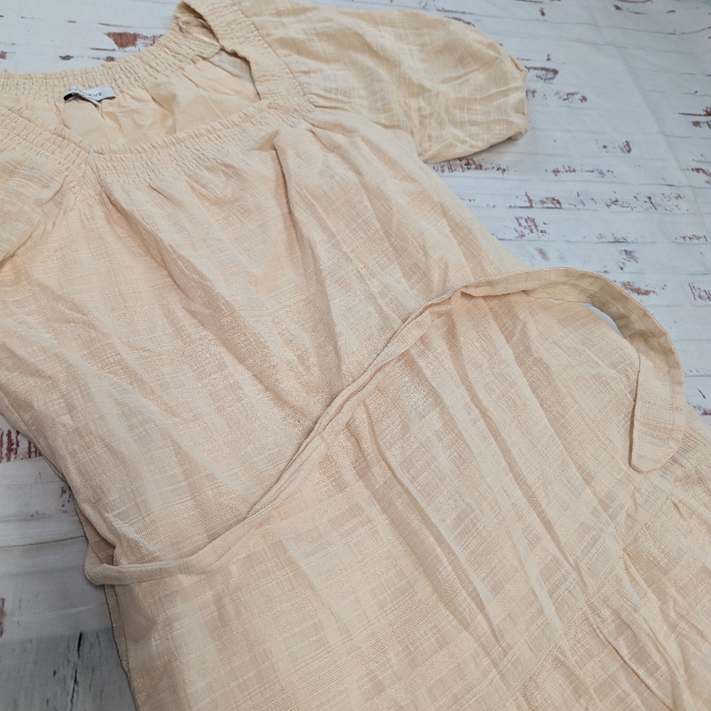 Evereve Cream Tiered Square-Neck Midi Dress - Picture 6 of 16